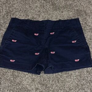 Vineyard Vines Navy Shorts with Pink Whale Girls 14